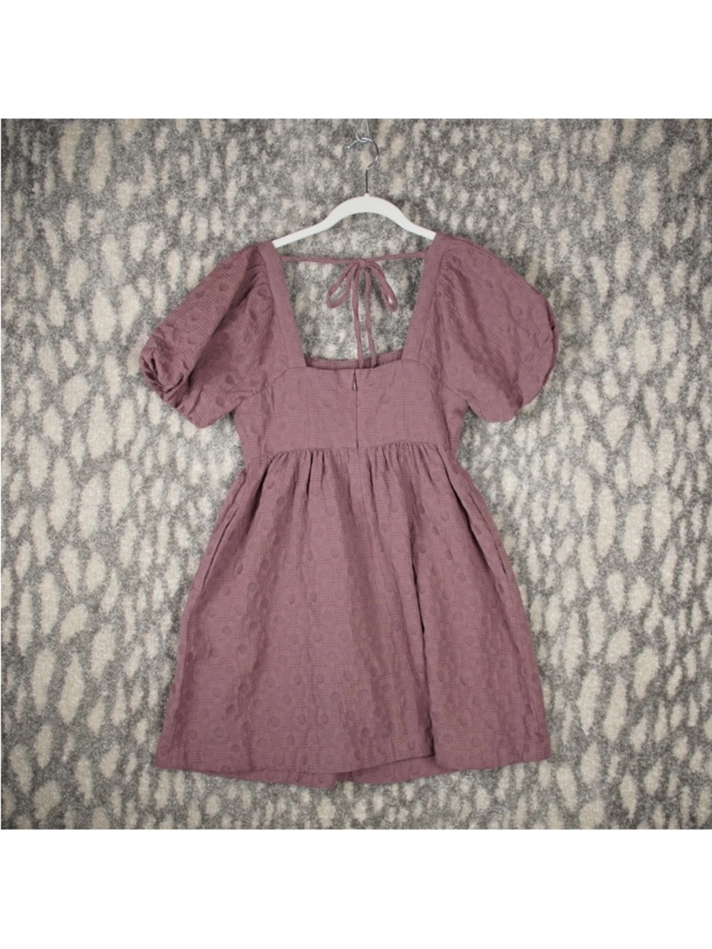 Madewell Floral Quilted Puff Sleeve Mini Dress Womens Sz M Purple Cotton NWT - Picture 2 of 12